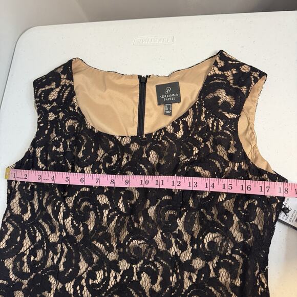 Adrianna Papell Lace Sheath Dress Women's Size 12 Black Nude Sleeveless Short - Picture 12 of 15